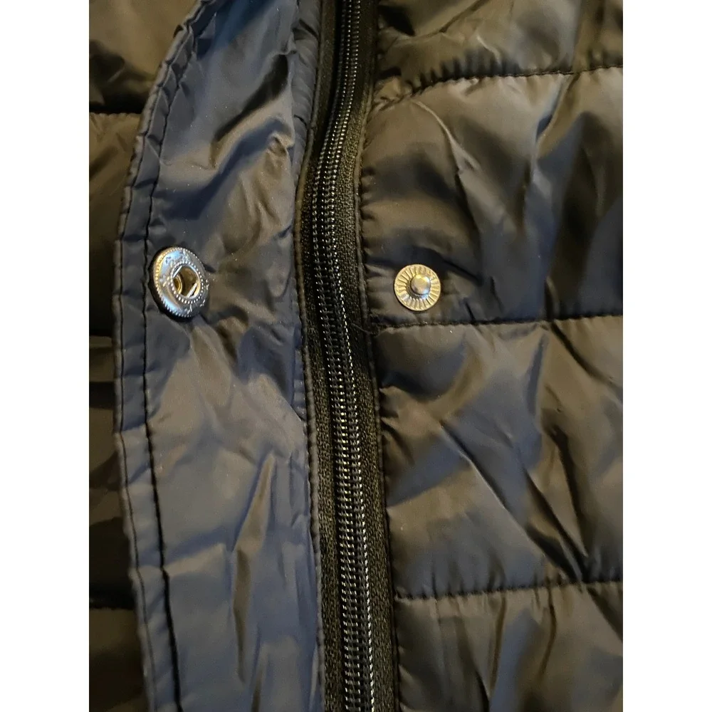 Time and Tru Women's‎ Full-Zip Puffer Jacket Size XS 0-2 Black Hooded Pockets